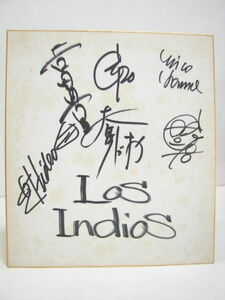 直筆サイン色紙 ロスインディオス Los Indios メンバー6人 寄書き 棚橋静雄/チコ本間 他