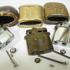 古い 卓上 オイルライター 3種 陶器/金属 日本製 スタンダードタイプオートマチック 動作OKの画像7