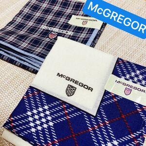 【新品2枚】McGREGOR マックレガー　メンズ　ハンカチ　チェック柄　ブルー系