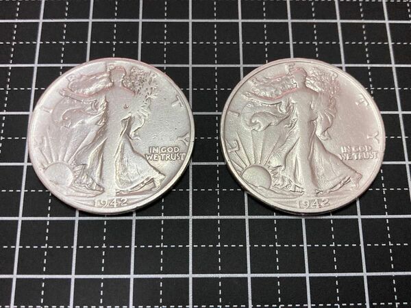 ウォーキングリバティハーフダラー銀貨(1942年) 2枚