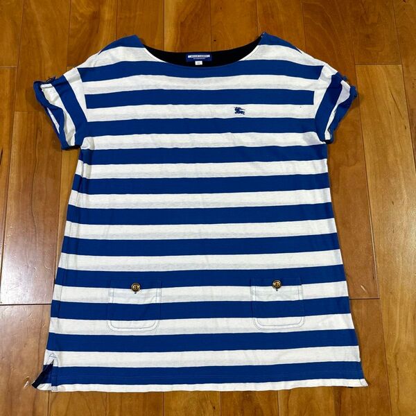 レーベル ボーダー ブルー 半袖 Tシャツ 14SS
