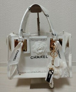 シャネル CHANEL 銀座限定ショップ袋カメリア付き新品クリアバッグ