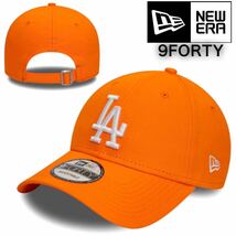 ニューエラ キャップ 帽子 9FORTY コットン素材 ドジャース ライトオレンジ ストラップ仕様 MLB NEWERA 9FORTY LEAGUE BASIC CAP 新品_画像1