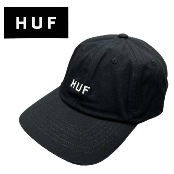 ハフ キャップ 帽子 HT00716 コットン素材 ブラック 文字ロゴ ワンサイズ フリーサイズ ユニセックス HUF SET OG CV 6 PANEL HAT 新品