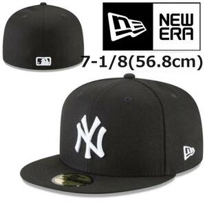 ニューエラ キャップ 帽子 59FIFTY ヤンキース ブラック×ホワイト 7-1/8(56.8cm) フラットバイザー MLB 大谷翔平 NEWERA 59FIFTY 新品