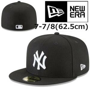 ニューエラ キャップ 帽子 59FIFTY ヤンキース ブラック×ホワイト 7-7/8(62.5cm) フラットバイザー MLB 大谷翔平 NEWERA 59FIFTY 新品