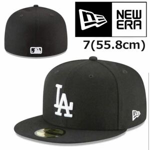 ニューエラ キャップ 帽子 59FIFTY ドジャース ブラック×ホワイト 7(55.8cm) フラットバイザー MLB 大谷翔平 NEWERA 59FIFTY 新品
