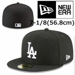 ニューエラ キャップ 帽子 59FIFTY ドジャース ブラック×ホワイト 7-1/8(56.8cm) フラットバイザー MLB 大谷翔平 NEWERA 59FIFTY 新品