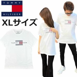 トミーヒルフィガー トップス 半袖Tシャツ 09T4325 コットン プリントロゴ ホワイト XLサイズ TOMMY HILFIGER S/S CREW NECK 新品