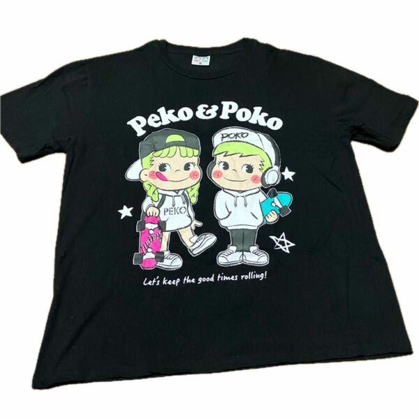 Tシャツ ペコちゃん 不二家 ブラック 半袖Tシャツ ポコちゃん Peko