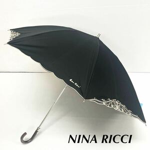  новый товар 52371 NINA RICCI Nina Ricci * чёрный черный цветок вышивка summer защита LⅡ 1 класс затемнение . дождь двоякое применение . зонт от солнца зонт от дождя .. затемнение UV c функцией маленький pala