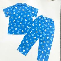 新品62328　ミッキーマウス 100cm ボーイズ　半袖長ズボン混パジャマ　前開き　青ブルー　プリント　ディズニー　綿混_画像5
