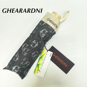 新品52464ゲラルディーニ GHERARDINI グレー ロゴプリントサマーシールド1級遮光晴雨兼用折りたたみ日傘雨傘遮熱遮光遮蔽クイックオープン