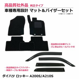 ダイハツ ロッキー A200S/A210S 車種専用フロアマット 【日本製マット】＋サイドバイザー 【両面テープ+金具付】/139-29-1#+T210-1 *