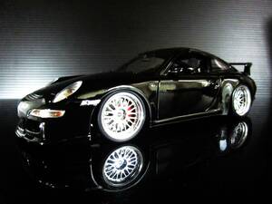 ☆極上☆カスタム品☆WELLY 1/18 PORSCHE 911 (997) GT3 / ウェリー ポルシェ 997 GT3 (改）BBS LM タイプ☆箱なし☆