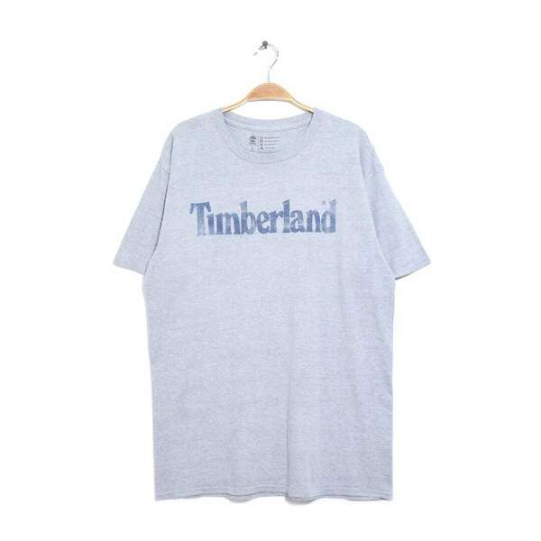 【送料無料】ティンバーランド ロゴプリント Tシャツ 霜降りグレー TIMBERLAND サイズL 古着 @BZ0240