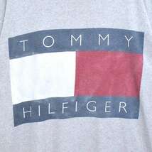 【送料無料】90s トミーヒルフィガー USA製 ロゴプリント Tシャツ 霜降りグレー オールド TOMMY HILFIGER サイズXL 古着 @BZ0243_画像3