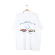 【送料無料】90s コルベット ヴィンテージ Tシャツ カークラブ 白 ホワイト 袖裾シングルステッチ CORVETTE メンズXL相当 古着 @BZ0252_画像1