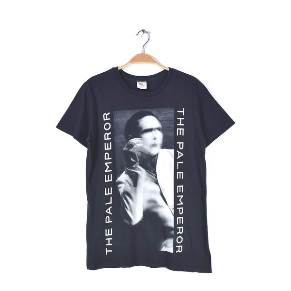 【送料無料】マリリンマンソン ペイルエンペラー ロックTシャツ 黒 バンドT MARRILYN MANSON THE PALE EMPEROR メンズM 古着 @AB0025