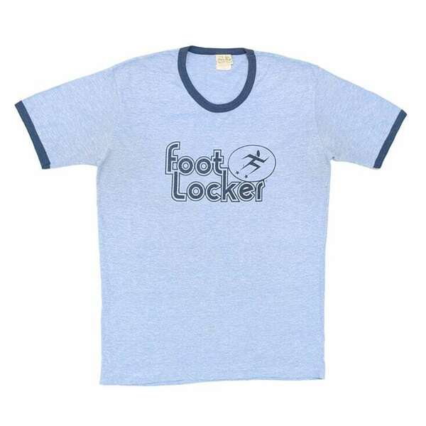 【送料無料】70s 80s フットロッカー 霜降りブルー リンガーTシャツ ヴィンテージTシャツ FOOTLOCKER XL相当 古着 @BE0014