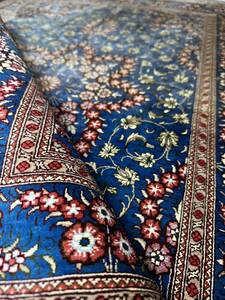 最高級 ペルシャ絨毯 シルク 手織り イラン クム産 シルク100％ ブルー メダリオン 100万ノット 122㎝×81㎝ P122