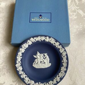 【箱付き】WEDGWOOD ジャスパー　ポートランドブルー　ラウンドトレイ