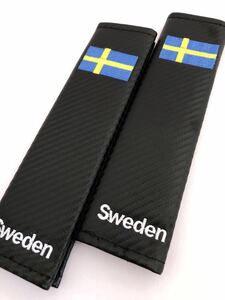 スウェーデン シートベルトカバー 肩パッド 国旗 バルブキャップ カーボン調 サーブ SAAB 9-3 9-5 900 セダン カブリオレ