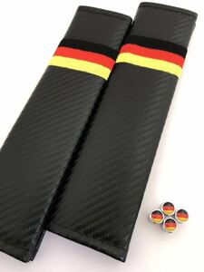 ドイツ シートベルトカバー 肩パッド 国旗 カーボン調 バルブキャップ BMW アルピナ 1シリーズ 2シリーズ 3シリーズ 4シリーズ 5シリーズ
