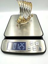 【ガラスケース入り】宝船 銀細工 STERLING 960 スターリングシルバー 約125g インテリア 置物 帆船 縁起物 開運銀製 _画像9