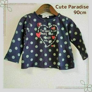 cute paradise　キッズ　90サイズ　ロンT　水玉　ブラック