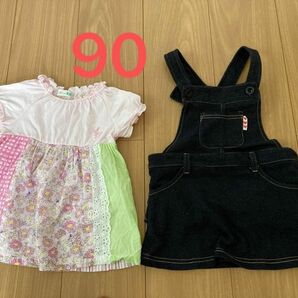 ニットプランナー　半袖　シャツ　90 女の子　ワンピース　可愛い　子供服　2点セット