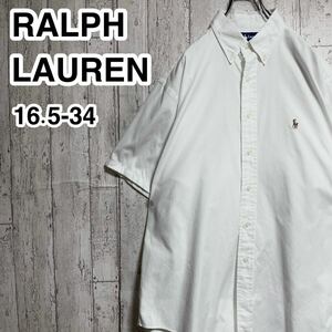 ☆送料無料☆ Ralph Lauren ラルフローレン 半袖シャツ 16.5-34 ホワイト ビッグシルエット 24-31