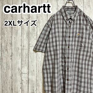 ☆送料無料☆ carhartt カーハート チェックシャツ 2XLサイズ ホワイト グレー レッド ビッグサイズ 織タグ 22-131