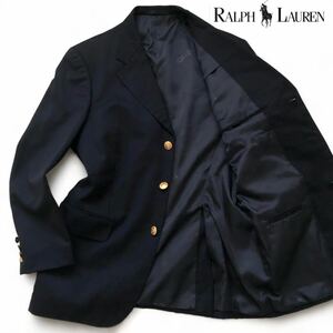 ほぼ未使用/XL相当●RALPH LAUREN テーラードジャケット 紺ブレ ブレザー ネイビー 金ボタン ラルフローレン メンズ ビジネス 美品 