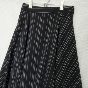 Reflect リフレクト 変形裾 スカート ストライプ柄 11号 レディース Lサイズ 黒 ブラック 白