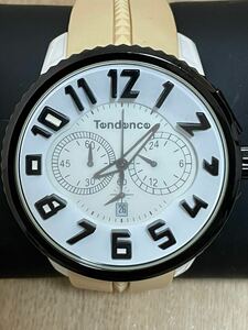 2原【1円スタート】Tendence テンデンス Ref. 02046017 GULLIVER ガリバー ラウンド クロノグラフ クォーツ ホワイト/ブラック 腕時計