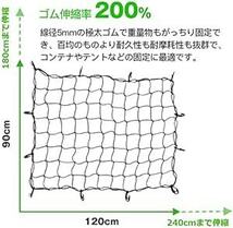 カーゴネット 90*120cm 車用トランクネット 2倍伸縮 荷物固定 伸縮性 ラゲージネット 強力12固定フック 天井ルーフネッ_画像3