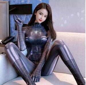 セクシーコスプレ スパイダーマン 全身タイツ 蜘蛛女 ボディースーツ 光沢