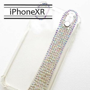 iPhoneXR キラキラストーン ベルト付き クリア 透明　アイフォンケース　iphonexrケース 　新品　送料込み