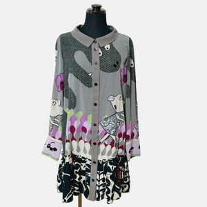  postage 230 jpy ~#aru Velo Velo |OLLEBOREBLA # polyester material .. etc. design shirt One-piece | tunic made in Japan 