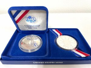 [L25413] America free woman god ..100 anniversary commemoration 1986 year Liberty coin 1886-1986 1 dollar *1/2 dollar set box attaching unopened goods present condition goods 