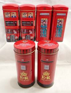 イギリス トラディショナルブリテン 空き缶 6個 ニューイングリッシュ社 紅茶缶 缶 ロンドンバス ポスト テレフォンボックス 雑貨 
