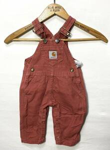 ■ 赤ちゃん用 2009年製 Carhartt カーハート ワンポイントロゴ ダック地 オーバーオール 6M サーモンピンク アメカジ ■