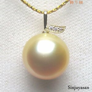  pearl shop san natural [ natural Gold ] highest. color!12.0mm White Butterfly pearl diamond D0.01ct K18 pendant top pearl 18 gold new goods 