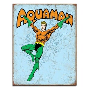 メタルサイン 「Aquaman Retro」# 2254 アクアマン DCコミック 縦40.5×横31.7cm ブリキ看板 アメリ
