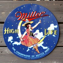 エンボスメタルサイン 「ミラービール Miller Round」 ラウンド看板 アメリカ雑貨 アメリカン雑貨_画像1