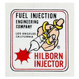 ヴィンテージレーシングデカール ”HILBORN INJECTOR” 縦7.3×横6.9cm クリアフィルムタイプ