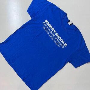 US 古着　Tシャツ　カレッジ　大学　EMBRYRIDDLE ブルー　青 L