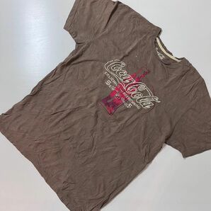 US 輸入　Tシャツ　コカコーラ　企業　ブラウン　Lサイズ　ヴィンテージ　刺繍　希少　古着