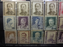 少し古い切手です。年賀切手、国体切手、文化人切手、計５４枚です。全て未使用切手です。_画像8